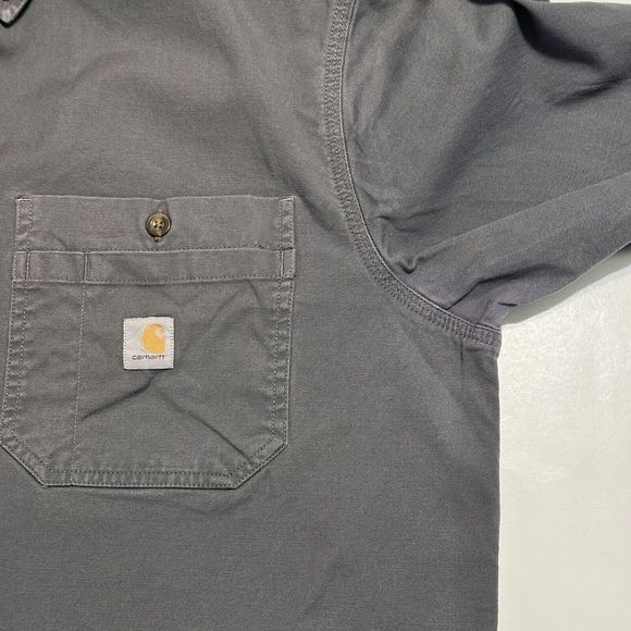 Carhartt Shirt Large Mens Long Sleeve Relaxed Fit Pocketed Western Grey Workwear - Picture 6 of 11